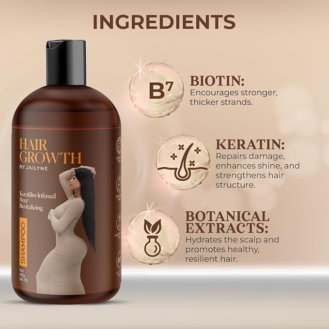 Hair Growth Shampoo by Jailyne Ojeda – Biotin & Keratin-Infused Formula for Thicker, Fuller Hair – Nourishing Solution for Hair Growth & Scalp Health – Made in USA