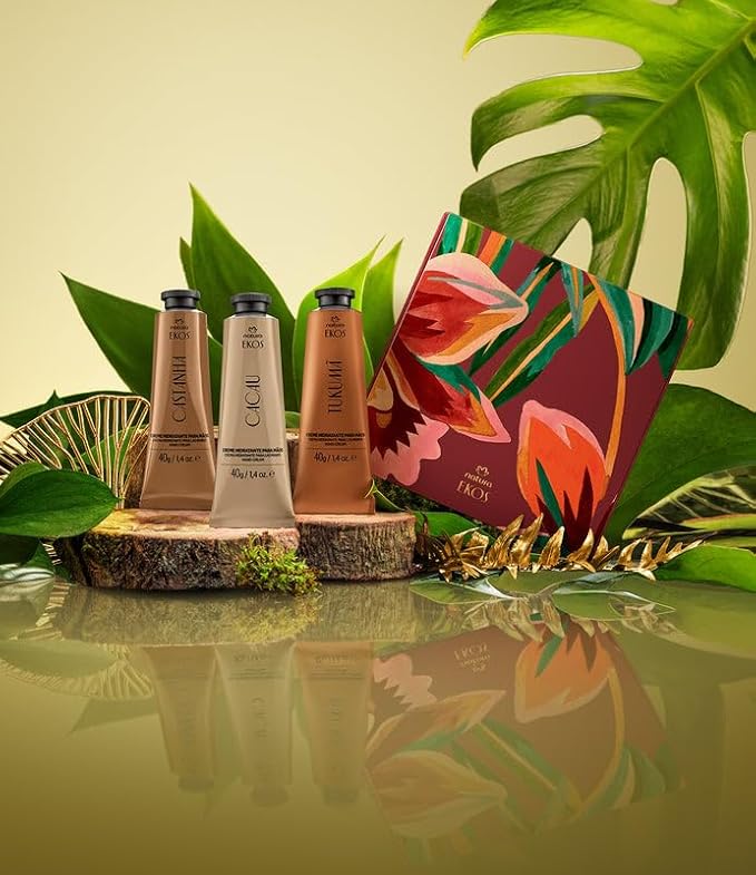 Natura - Brazilian Beauty Hand Cream Trio Holiday Gift Set – Travel Size, Brazil Nut, Tukumã & Cacau | 100% Vegan, Deep Nourishing Hand Creams Gift Box 1.4 oz (40g)