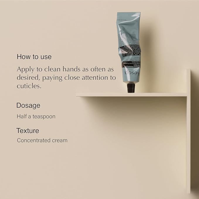 Aesop Reverence Aromatique Travel Size Hand Balm | Lotion that Gently Exfoliates Dry Hands + Nourishes with Macadamia Seed Oil and Shea Butter | 2.4 oz / 75 mL