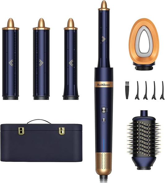 6 in 1 Professional Hot Air Styler, Hair Dryer Brush Set for Curling, Fast Drying, Smoothing, Volumizing, Multi Hair Styling Tools with Travel Case - No Heat Damage - Suitable for All Hair Styler
