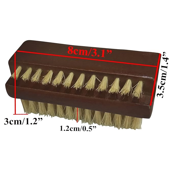 Coralpearl Wooden Nail Brush Cleaner Rosewood Two Sided in Natural 100% Boar Bristle for Cleaning Hand Finger Foot Toe, Fingernail Toenail Scrub Brush for Men Women Kids Manicure Pedicure Care (2)
