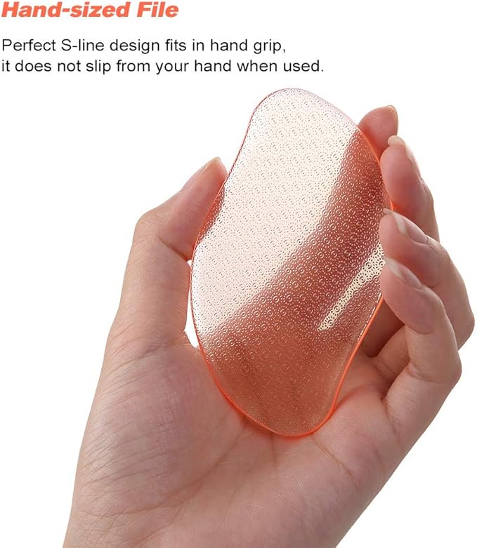 BEZOX Glass Foot File Callus Remover, Crystal Pedicure Foot Rasp for Callused, Coarse, Hard Skin Removal, Portable Hand Sized Foot Scraper for Cracked Heel - Orange