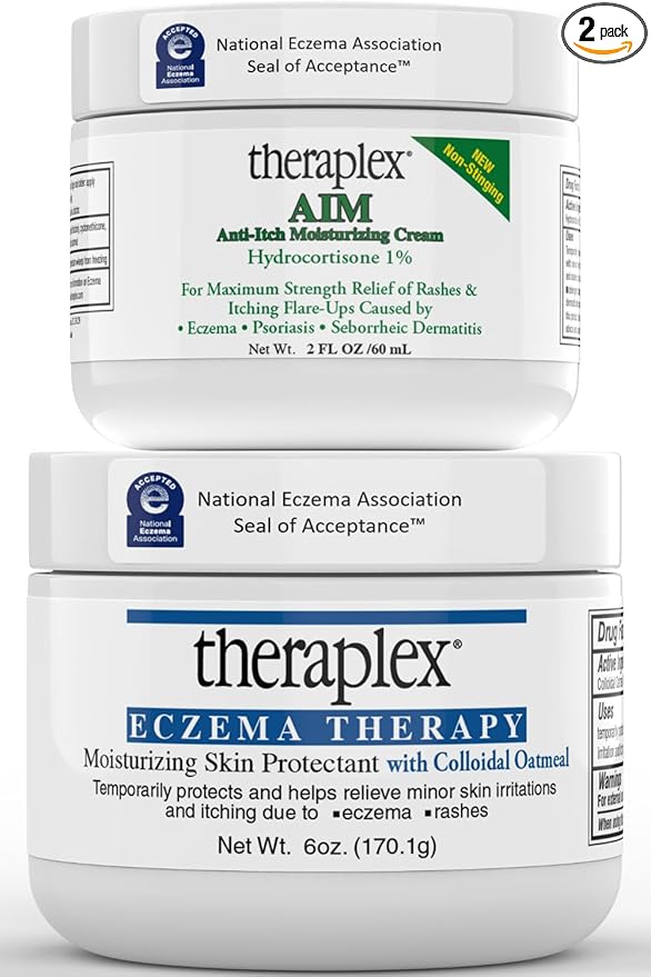 Theraplex Eczema Treatment Bundle - AIM Itching Cream (3 Oz) & Eczema Therapy (6 Oz) for Itch Relief - Strongest Anti Itch Cream & Moisturizer - for Itchy Skin Treatment