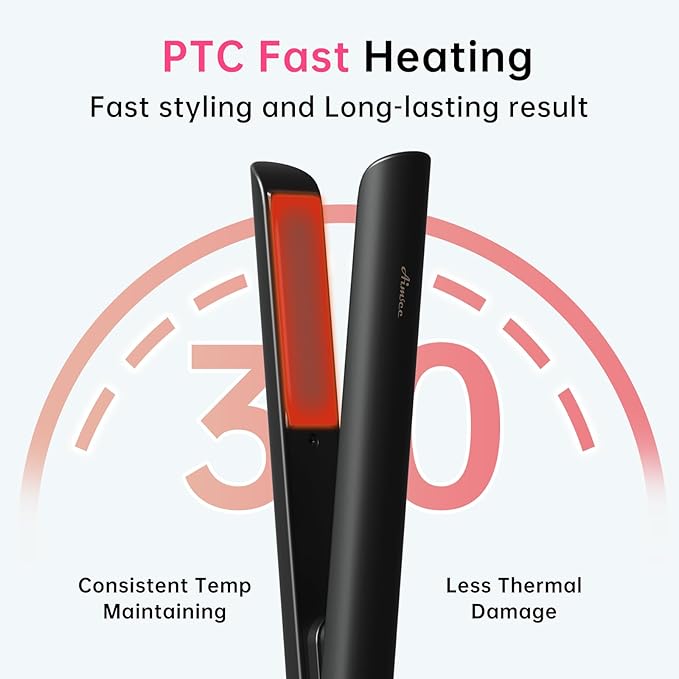 Mini Flat Iron 1 Inch Ceramic Mini Hair Straightener, Small Flat Irons for Short Hair, Curls Bangs, Dual Voltage for Travel,Dual Voltage for Worldwide Use, Black