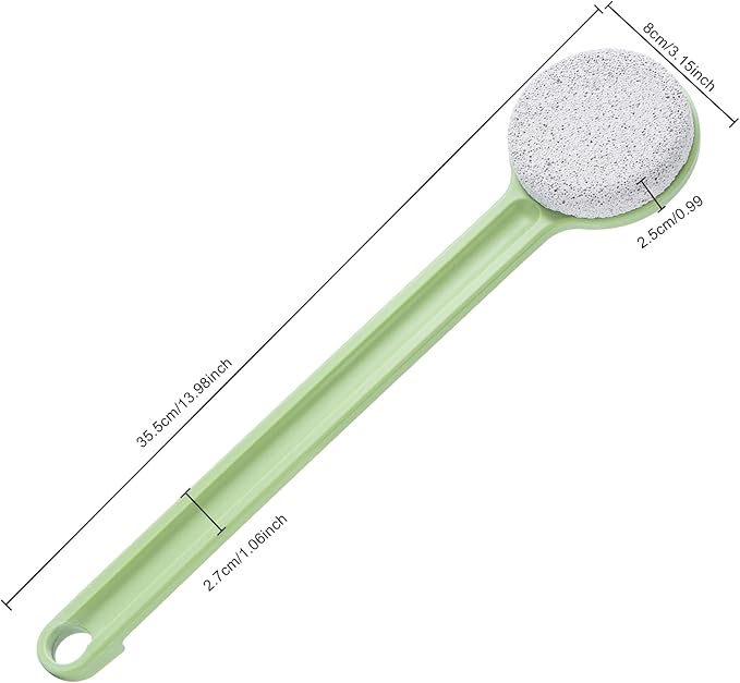 Pumice Stone for Feet with Long Handle 14", Hard Skin Callus Remover, Scrubber and Exfoliator for Dead Dry Skin, Softer & Smoother Feet, Pedicure Tool (Straight) Green