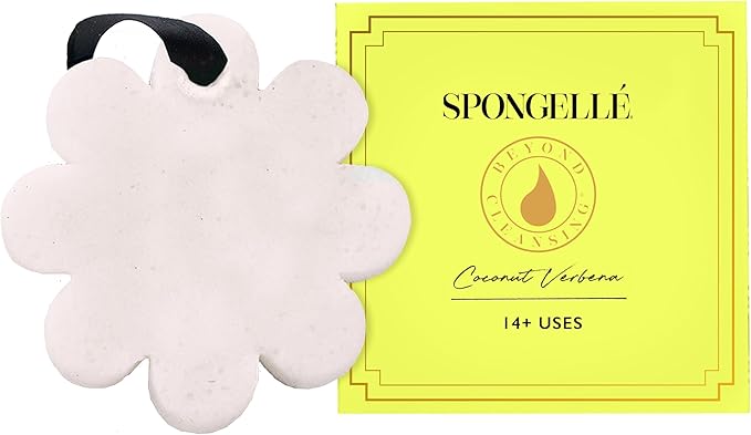 Spongelle Coconut Verbena Wild Flower Buffer Body Scrubber with Box | Bath & Shower Loofah for Women | Exfoliator with Body Wash Infused | 14+ uses
