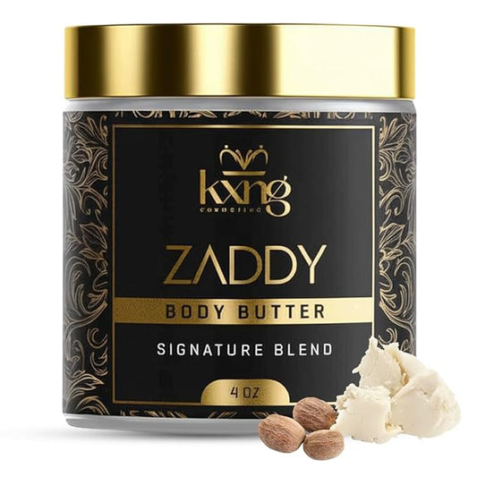 KXNG Cosmetics Organic Shea Body Butter Cream – 4oz | Mens Body Butter for Black Men & Women with Shea, Cocoa, Mango & Coconut Oil | Moisturizing Cream for Hands, Feet & Skin – Zaddy