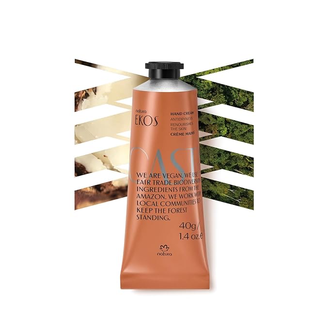 Natura - Brazil Nut Hand Cream - Anti-Dryness Castanha Hand Balm - 24-Hour Deep Hydration Skin Moisturizer - Vegan Skin Care - Brazilian Beauty Secrets - Self Care & Body Care - 1.4oz (40g)