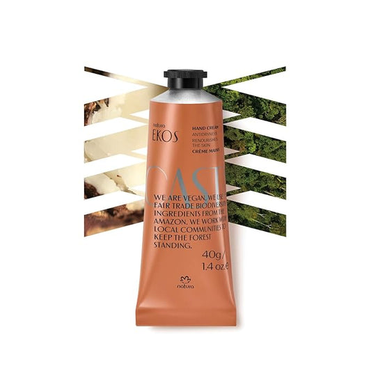 Natura - Brazil Nut Hand Cream - Anti-Dryness Castanha Hand Balm - 24-Hour Deep Hydration Skin Moisturizer - Vegan Skin Care - Brazilian Beauty Secrets - Self Care & Body Care - 1.4oz (40g)