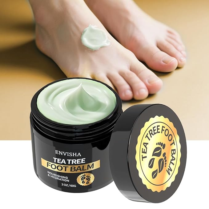 ENVISHA Tea Tree Oil Foot Balm for Cracked Heels - Extra Strength Moisturizing Cream for Dry Feet, Hands, Elbows and Knees - Softens Rough Skin, 2 oz