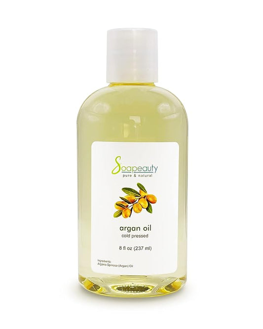 Soapeauty ARGAN OIL | 100% Natural & Pure | Cold Pressed & Deodorized | Carrier for Essential Oils, Face, Body and Skin Care, Hair Growth & Moisturizer | 8 fl oz