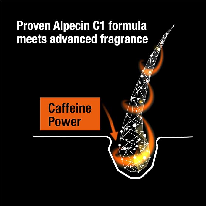 Alpecin Caffeine Shampoo C1 Black Edition with Bold Fragrance 8.45 oz I Hair Performance Enhancer Promotes Natural Hair Growth and Thickness I Energizes Scalp