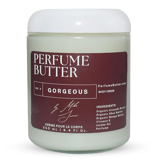 8.4 Fl. oz Perfume Butter – GORGEOUS | Hydrating Lasting Scented Body Butter with Pistachio, Hazelnut, Rum & Marshmallow | Unisex & Handcrafted for Silky Soft Skin – Amber Glass Jar