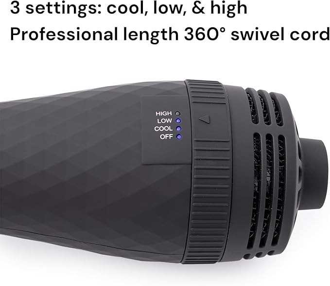 L'ANGE HAIR Le Volume 2-in-1 Titanium Blow Dryer Brush | Hot Air Brush for Hair Drying & Styling | Ionic Oval Barrel for Smooth, Frizz-Free Volume | (Black – 60mm)