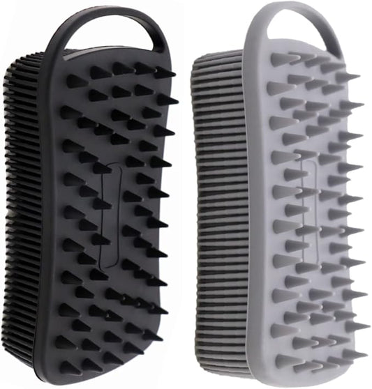 2Pack Dual Sided Silicone Body Scrubber for Exfoliating, Shower&Scalp Massage, 2 in 1 Bath&Shampoo Brush,Soft Body Exfoliator Silicone Loofah Shower Scrubber Brush for All Kinds of Skin