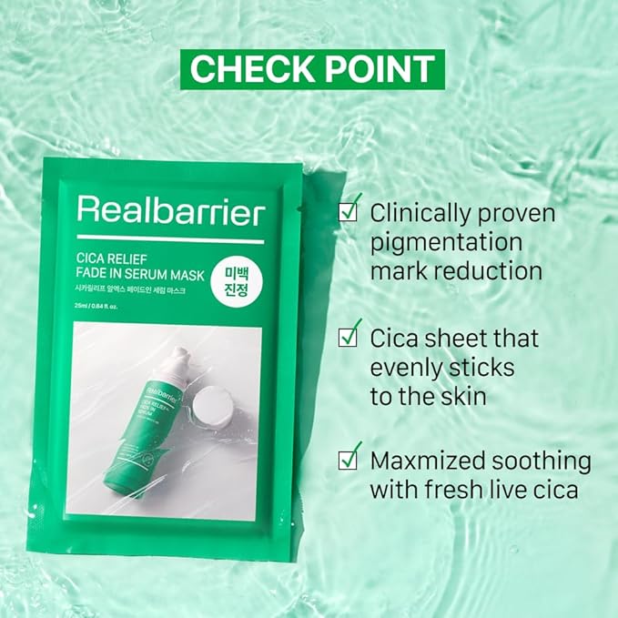 Real Barrier | Cica Relief Rx Fade In Serum Mask | Korean Face Mask Skin Care | Hydrating Mask for Sensitive Skin | Insensive Soothing Serum Mask with Hyaluronic Acid & Centella Asiatica | 10 Sheets