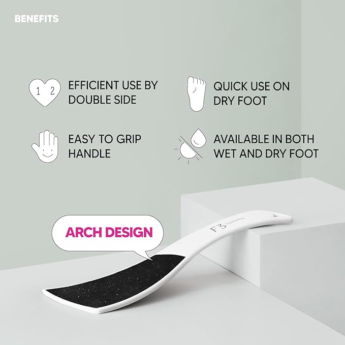 S-Line Emery Foot File, Colossal Double-Sided Pedicure Tool, Effective for Cracked Heel, Ergonomic Design for Easy Grip (2Pcs)