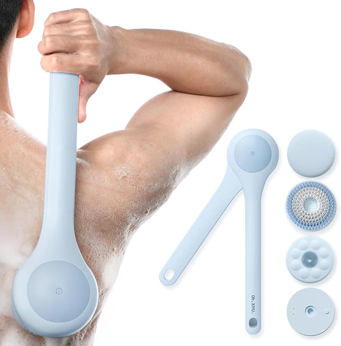 Electric Body Brush Bath Brush Head - Long Bristle Head, Sky Blue, Only Suitable for Oh,XIYU. XY1 Electric Bath Brush