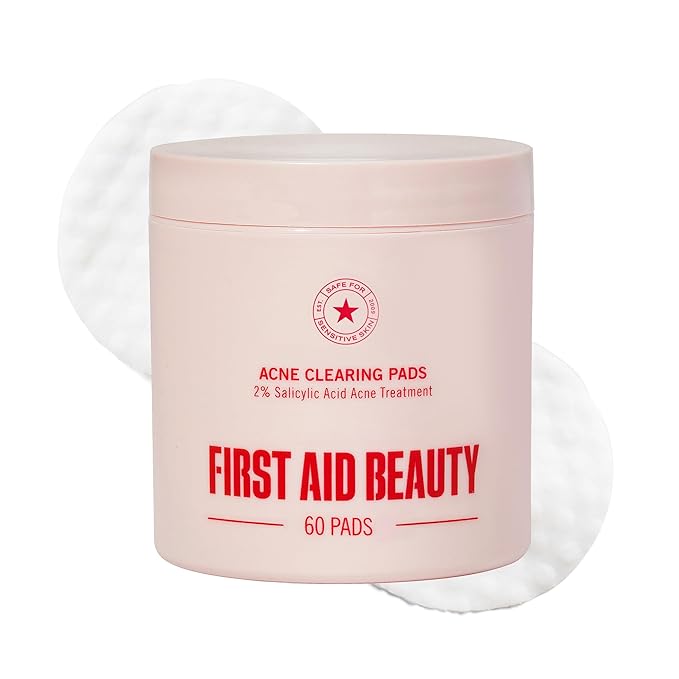 First Aid Beauty Acne Pads for Face - Maximum Strength Acne Treatment - 2% Salicylic Acid Pads Treat Without Drying, (60-ct)