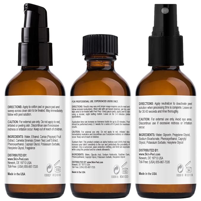 MedPeel Glycolic Acid 50% Essential Peel Kit, Includes Peel, Prep, Neutralizer, Medium Strength Chemical Face Peel, Minimize Fine Lines, Wrinkles, Dark Spots, All Skin Tones, 1oz/30ml (Kit of 3)