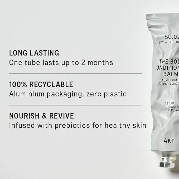 AKT The Body Conditioning Balm 3.4 Fl Oz, Firming Cream, Hydrating Body Balm with Olive Squalane & Lactic Acid, Vegan Moisturizer, Plastic Free, Sc.02 After Thunder, All Genders