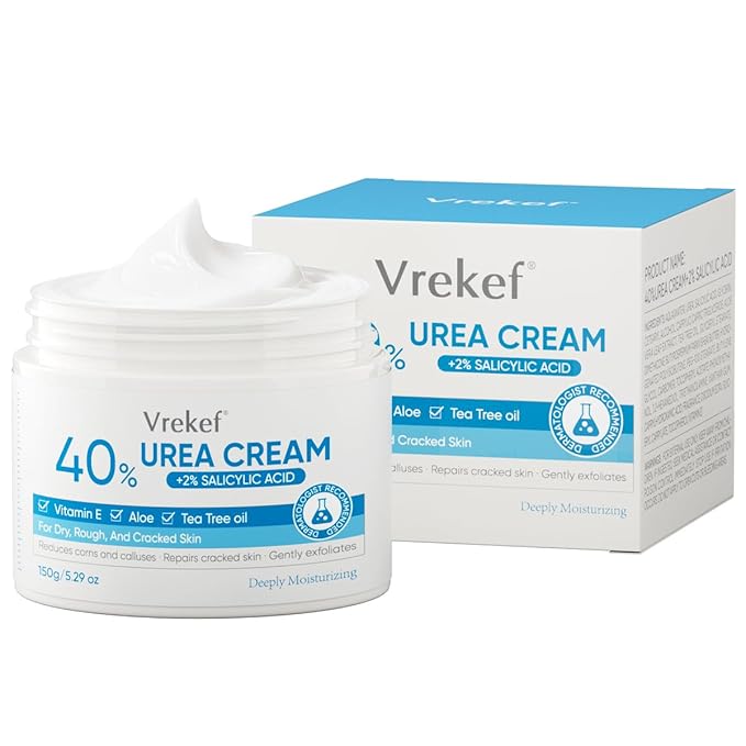 Urea Cream 40% Plus Salicylic Acid 2%, Urea Cream 40 Percent for Feet Maximum Strength, Foot Cream for Dry Heels Cracked