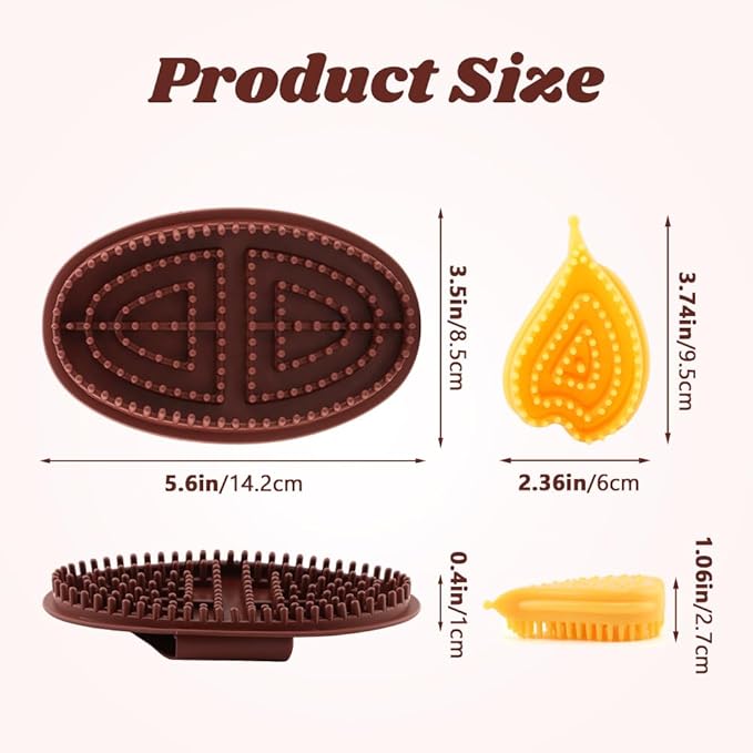2 Pcs Meridian Massage Brush,with mini Heart Shaped Brush and Tape Measuring Tape Full Body Massage Brushes for Full Body SPA Massager Relaxation(Color:Brown + Yellow)