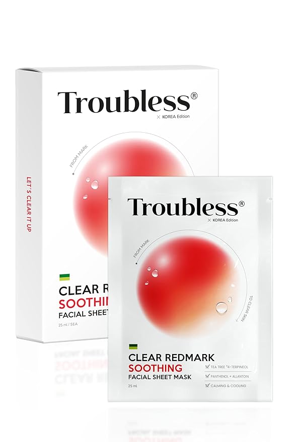 Troubless Clear Redmark Soothing Sheets 5pcs. | Hydrating Face Mask Sheets Beauty Moisturizer | Korean Skin Care for Teen Girls| Beauty Products for Women and Men