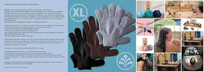 Temple Spring Exfoliating Glove, Rayon Bamboo Exfoliating Body Scrubber, Loofah Washcloth, Exfoliate Loofa Shower Scrubber, Body Exfoliator Scrub, Shower Loofah Bath Sponge - Off-White
