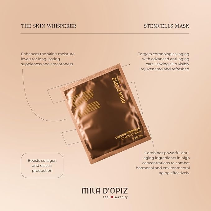 Mila d'Opiz The Skin Whisperer Stem Cells Mask - Highest Concentration Stem Cell Face Mask - Anti Aging Sheet Mask - Hyaluronic Facial Mask - 0.68 oz