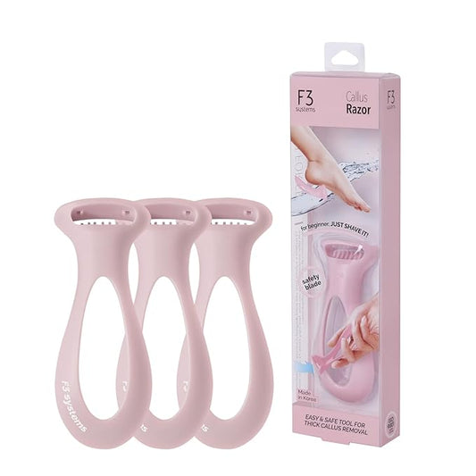 Callus Razor(3pack), Pedicure Tool, Effective for Cracked Heel, Ergonomic Design for Grip, Safety Stainless Steel Callus Shaver, Blade for Foot Care, Hard, Rough,Thick Callused Skin Remover