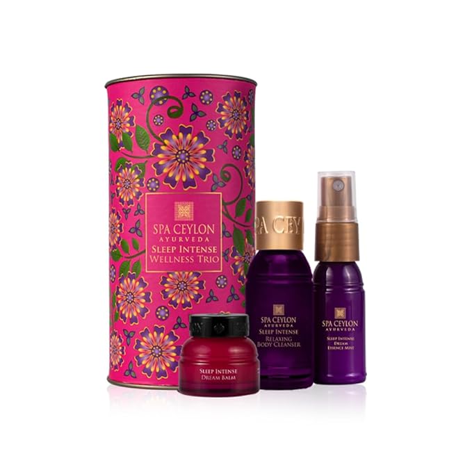 SPA CEYLON Sleep Intense Wellness Trio Set, Ayurvedic Pampering Set with Natural Ingredients, Shower Gel, Body Mist, Balm, Christmas gifts (150 g, Lavender, Ylang Ylang)