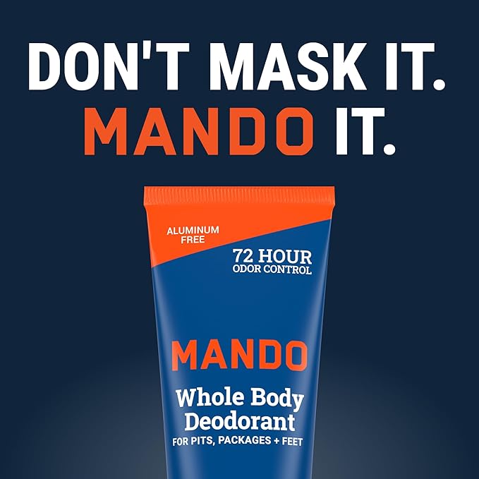 Mando Whole Body Deodorant For Men - Invisible Cream - 72 Hour Odor Control - Aluminum Free, Baking Soda Free, Skin Safe - 3 ounce (Pack of 2) - Pro Sport