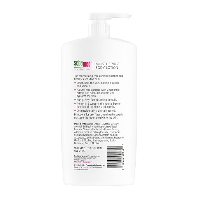 SEBAMED Moisturizing Body Lotion pH 5.5 for Sensitive Skin Dermatologist Recommended Paraben-Free Moisturizer 33.8 Fluid oz (1 Liter) Pack of 2