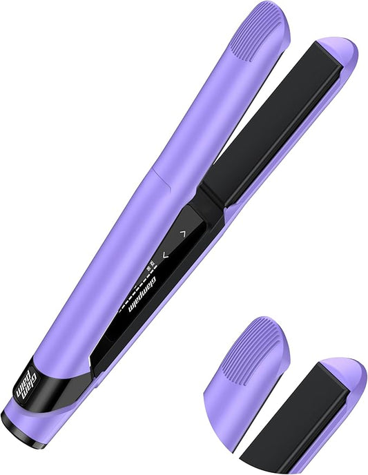 GLAMPALM Hair Straightener 1" Ceramic Flat Iron Infused with Vita C, Korea's No.1 Professional Salon Tool, 3D Swivel Cord & Dual Voltage, Digital LED(210°–450°), 20s Fast Heat-Up, Purple (GP201T)
