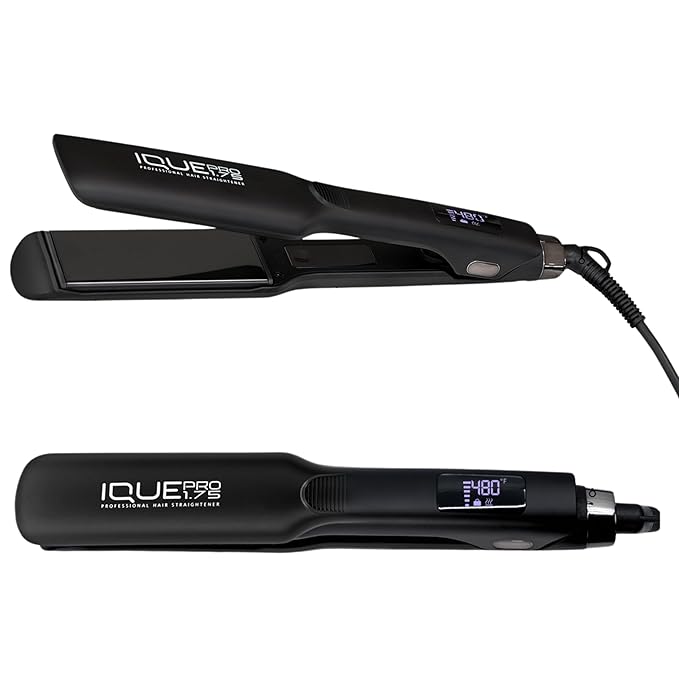 iQUE Flat Iron Hair Straightener & Curler 2-in-1 | Nano Titanium with Ionic Function | Heats in 2 Sec | Adjustable Temp up to 480°F | LCD Display | Dual Styling Tool | Dual Voltage 100-240V | 1.75"