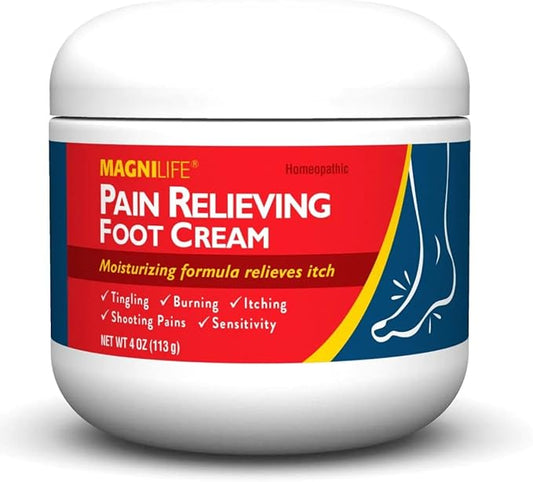 MagniLife Pain Relieving Foot Cream, 4 oz, Soothing Relief for Soreness, Pain, Burning, Tingling, Itching or Sensitivity in Feet & Legs, Moisturizing & Hydrating Foot Cream, No Petroleum