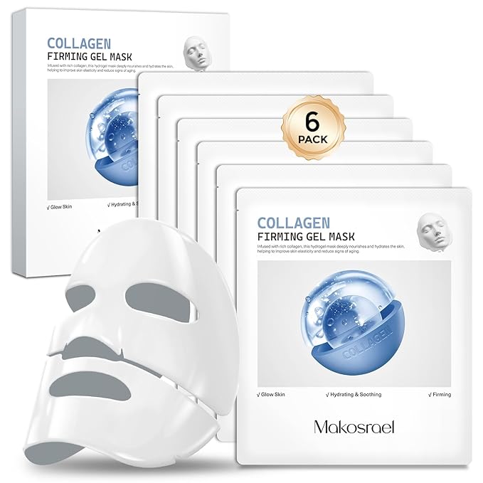 6 Pcs Bio-Collagen Face Mask, Overnight Hydrating Hydrogel Face Masks for All Skin Types - Fine Lines, Elasticity, Pore Minimizing, Firming, Glass Skin Korean Skin Care