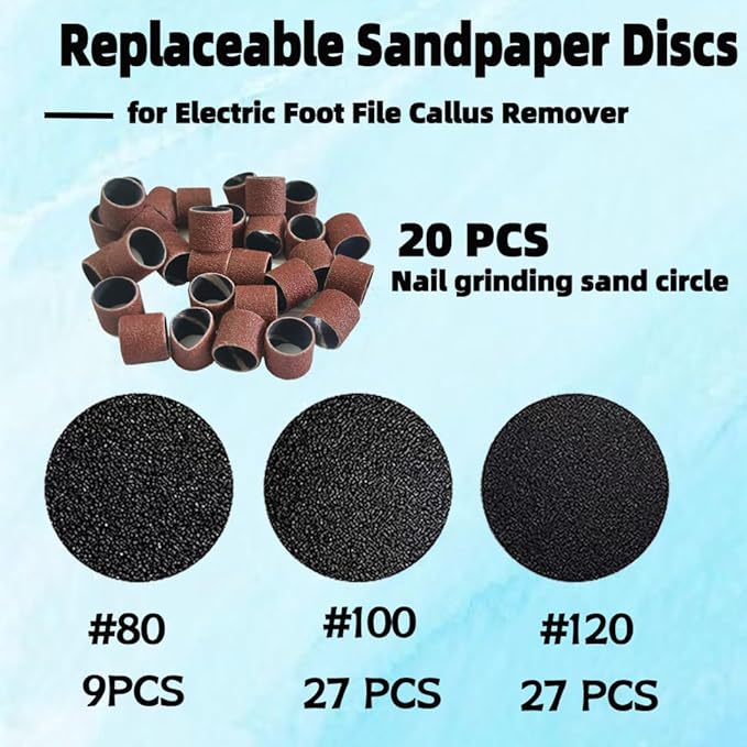 63 Sandpaper Discs (1.7'' x 1.7'' for Electric Foot File Callus Remover and 20 pcs(0.5'' x 0.5'') Sanding Rings