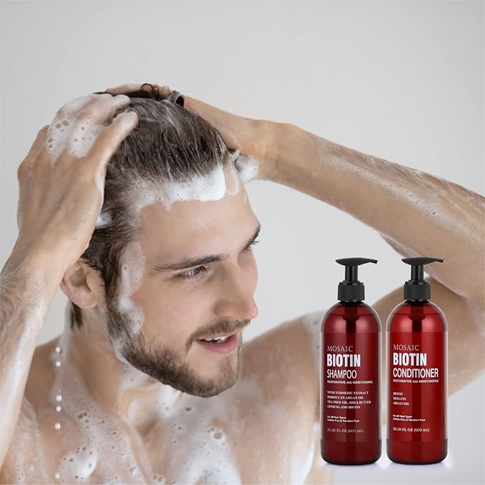 Biotin Shampoo and Conditioner Set for Hair Growth, Thinning Hair Treatment, Hair Thickening Products for Women & Men, Paraben & Sulfate Free, 20.2 FL Oz Each