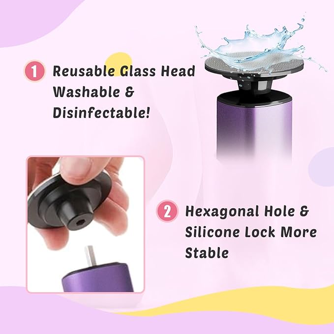 Electric Foot Callus Remover - 9-Speed with Glass Crystal Grinding Disc & Storage Box, 80/120 Grit Sandpapers (20pcs), 10 Nail Heads, Type-C Fast Charge for Dead Skin