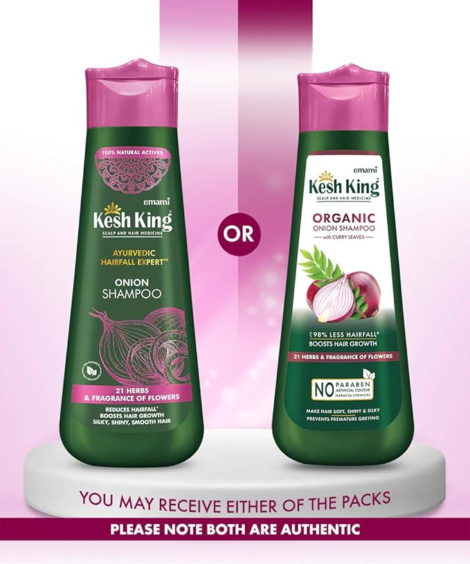 Kesh King Organic Onion Shampoo | Controls Hair Fall & Supports Hair Growth | Enriched with Curry Leaves & Herbal Extracts | Repairs Damage, Reduces Breakage & Adds Shine | 10.14 Fl Oz (300ml)
