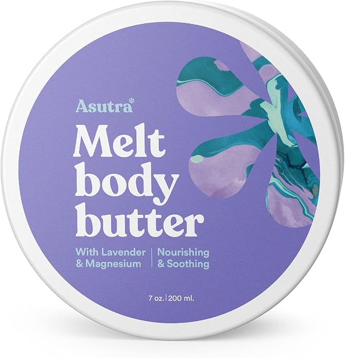 ASUTRA Magnesium Body Butter Lotion with Lavender Scent, 7 oz - Soothing Shea Butter & Almond Oil Moisturizer, Premium-Quality Magnesium, Lavender Essential Oil