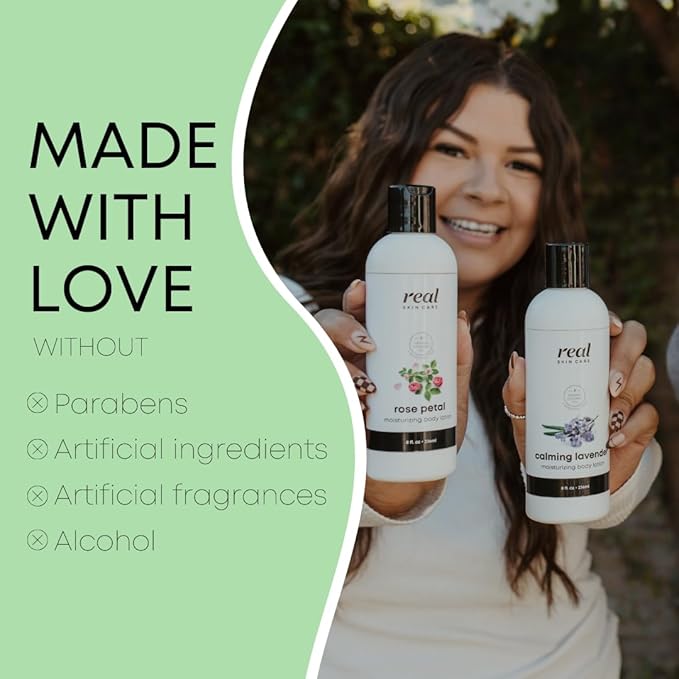 Real Skin Care Organic Body Lotion | Tighten and Moisturize Dry Skin | Reduce Fine Lines and Wrinkles | Natural Body Lotion Without Chemicals | Coconut Lotion Body | Paraben Free Body Lotion | 8oz