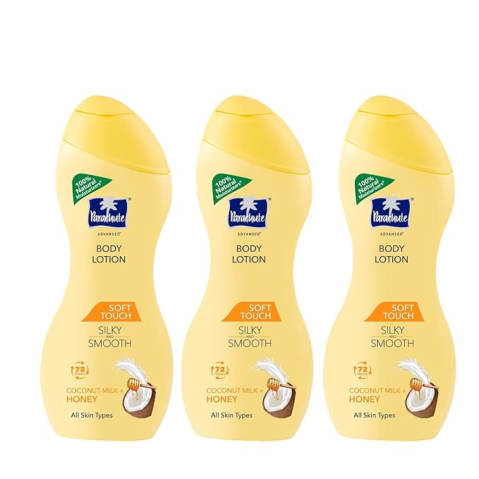 Parachute Advansed Soft Touch Body Lotion with Pure Coconut Milk & Honey |For Women & Men | All Skin types | 100% Natural, 72h Moisturisation | 8.4 Fl.oz. (Pack of 3)