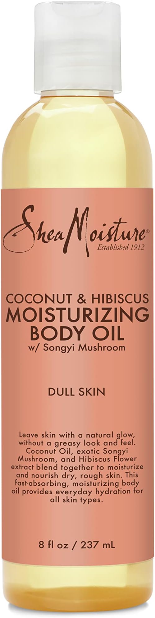 Shea Moisture Coconut & Hibiscus Massage Oil and Body Oil for Dry Skin, Bath Oil with Coconut Oil and Vitamin E Oil for Skin, 8 oz
