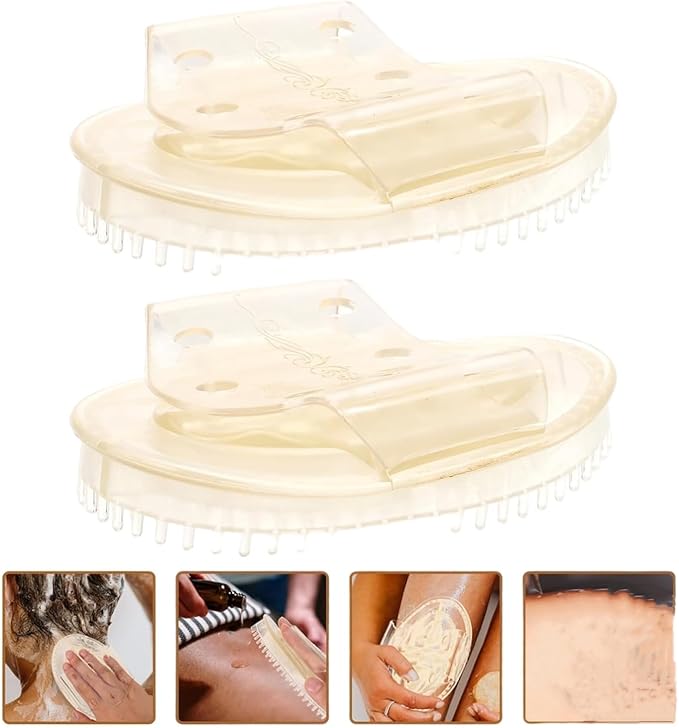 Meridian Pressure Brush Body Relaxation Massage Comb Essential Oil Brush Body Scrubber Bath Body Brushes SPA Massager Device, for Meridian Scalp Full Body Relaxation Massage (2 Pcs) (White)