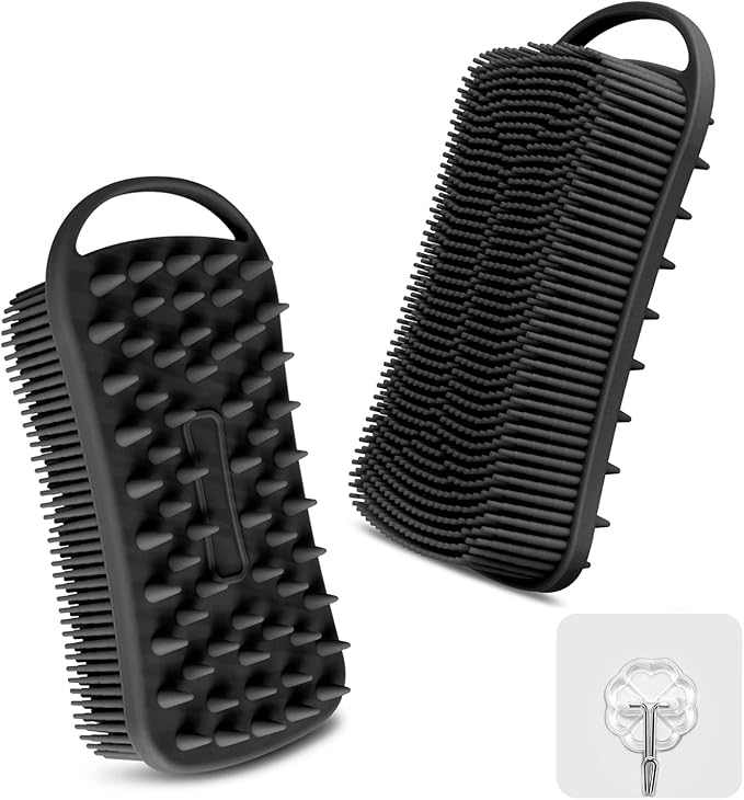 Silicone Body Scrubber, Gentle Exfoliating Scrub Brush with 22mm Soft Bristles, Deep Cleansing & Scalp Massage, Non-Slip Ergonomic Design, Fast Drying, Travel-Friendly for Shower Bath