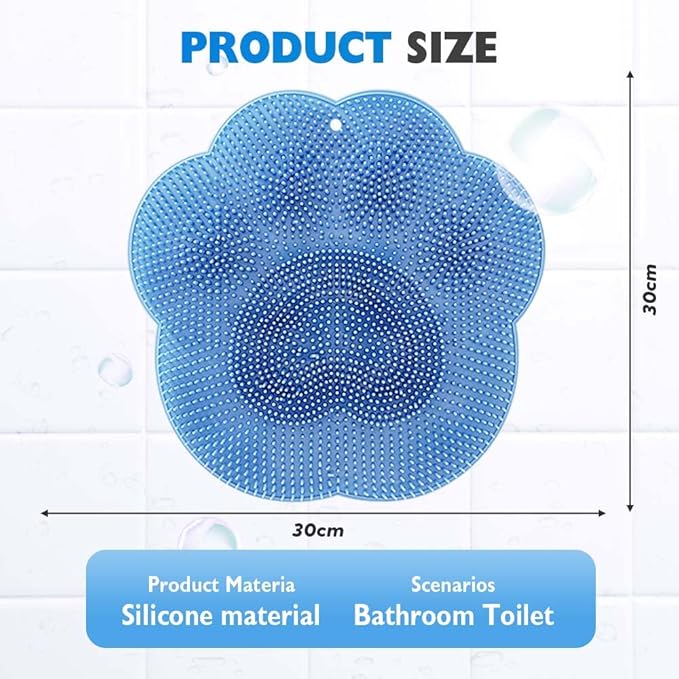 Silicone Shower Foot Scrubber Mat, 2025 New Wall Mounted Foot Back Cleaning Pad Back Washer Exfoliating Bath Wash Pad, Upgrade Shower Foot Back Scrubber Massage Pad (Grey)