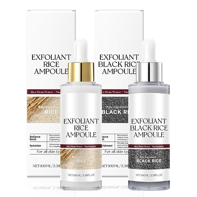 2PCS Black and White Rice Peeling, New Soft Rice Exfoliating Face and Body, Black and White Rice Exfoliant for Reduce Fine Lines, Wrinkles, Deep Hydration for Women